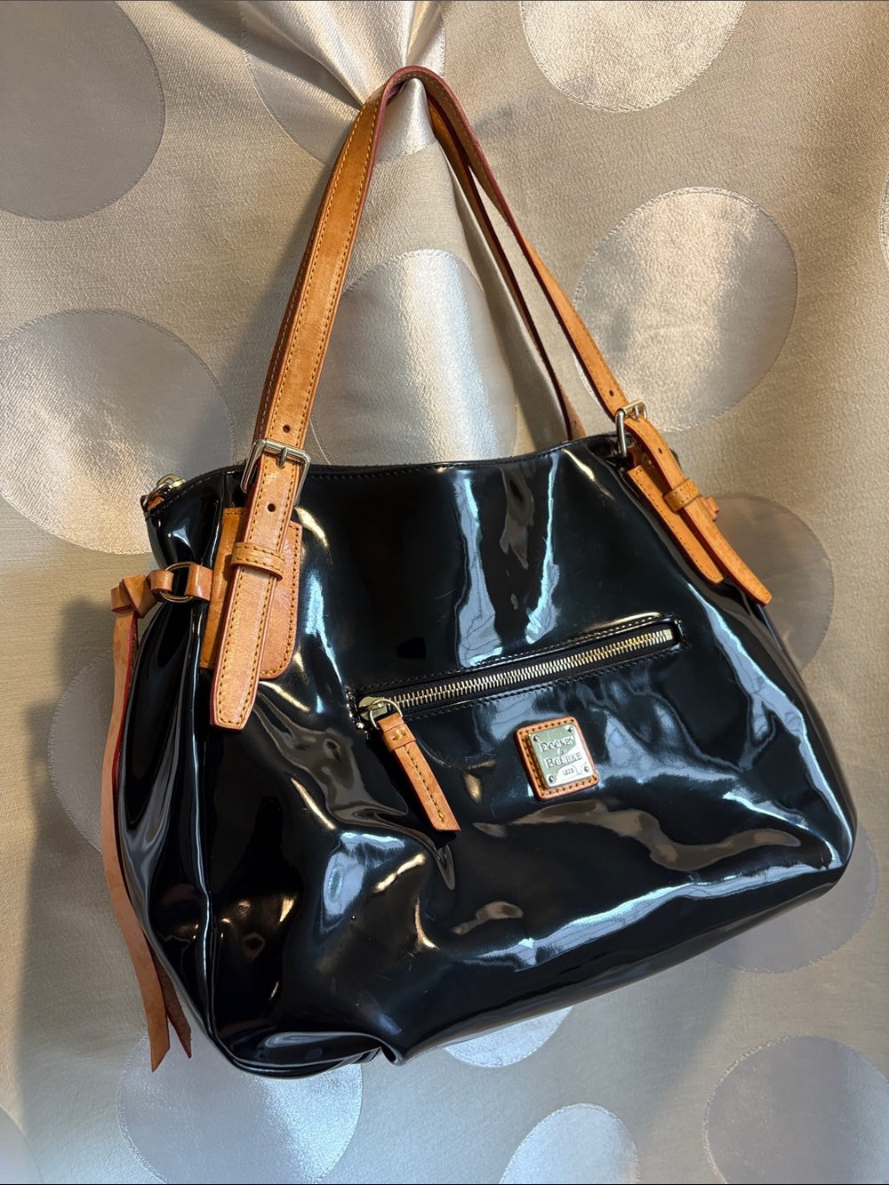 Dooney & Bourke Black Patent Leather Shoulder Hobo Bag